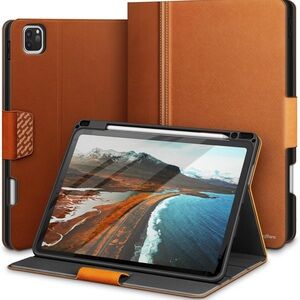 KingBlanc Folio Case for iPad Pro 6th 5th 4th 3rd 12.9 inch 2021/2020/2018 Brown